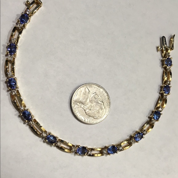 SOLD 14k Tanzanite Diamond Bracelet 7.25 Inches - Picture 2 of 5